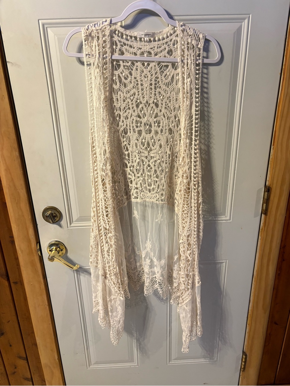 No Comment Crochet Lace Open-Front Sleeveless Size  X Large Cardigan